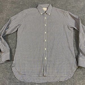Billy Reid Mens Shirt L Blue Gingham Plaid Long Sleeve